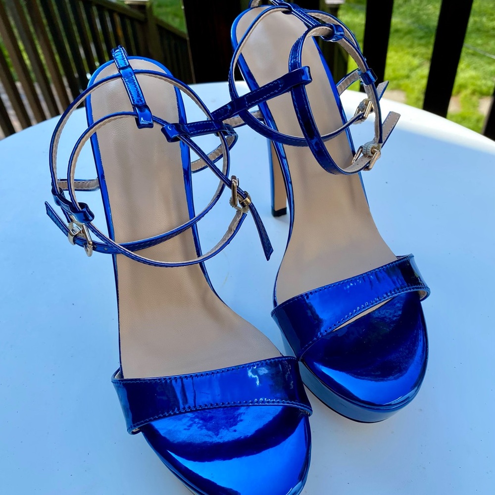 Blue Strappy High Heel Sandals